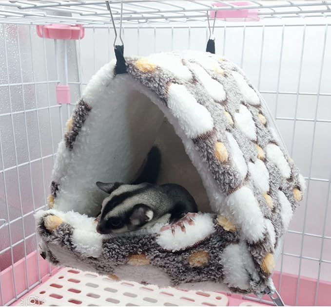 2 Pieces Small Pet Cage Hammock Guinea Pig Bed Hideout, Warm Rat Hammock Bed Bunkbed Sugar Glider Hammock Guinea Pig Cage Accessories Bedding for Squirrel Rat Hedgehog Chinchilla Nest Tent (Coffee)