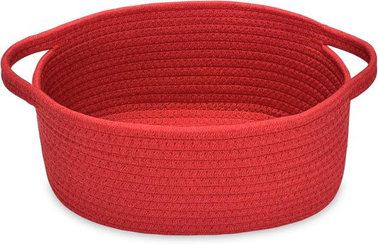 ABenkle Small Basket with Handles - Decorative Durable Rope Woven Storage Bin Shelf Storage Organizer Cube, Easter Baby Gift Basket, 12"x8"x5"