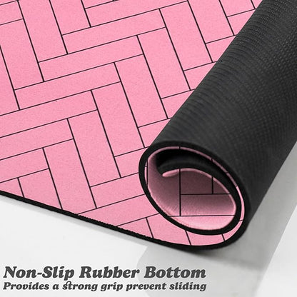 Dog Food Mats,Cat Absorbent Water Bowl Feeding Mats Pet Placemats for Food and Water Pink Wood 12 * 20 inch
