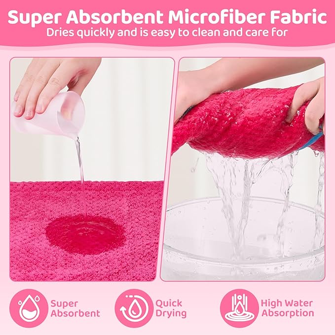 SlowTon Dog Bathrobe Towel - Super Absorbent Microfiber Pet Quick Drying Towel, Wearable Soft Bath Robes for After Bath Shower Swim Wet Walk, Adjustable for Small Middle Large Dogs (Pink, L)