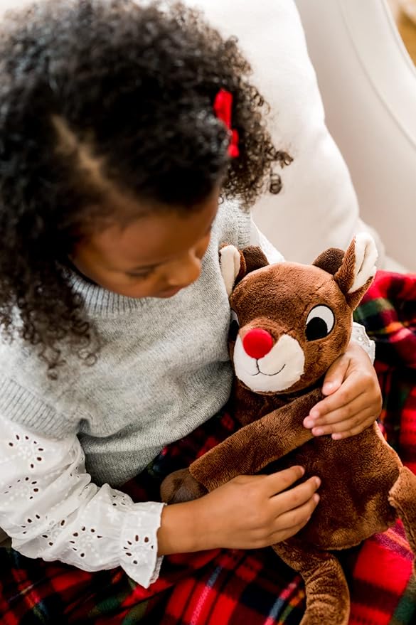 Rudolph The Red-Nosed Reindeer | 13" Holiday Rudolph with 50" x 60" Blanket | Officially Licensed Collectible Plush and Throw Bundle Brown