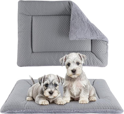 Dog Bed Mat, Crate Pad Reversible,Soft Kennel Pad, Washable Dog Crate Mat (Cool and Warm),Pet Sleeping Mattress for Small Medium Dogs XB009 (42''x28'',Grey)