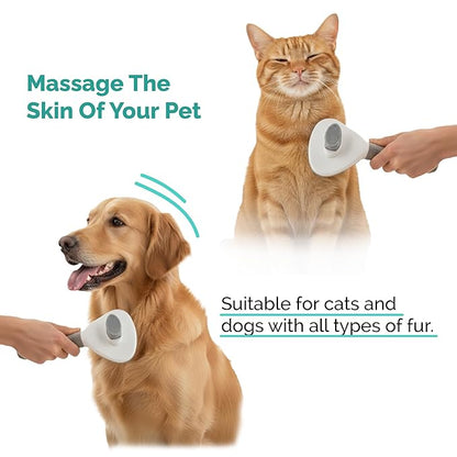 PETS-LAMB Self-Cleaning Dog and Cat Grooming Brush, Suitable for Long or Short Hair, Loose Hair Removal Brush, Easy to Remove, Pet Massage Tool. (GREY)
