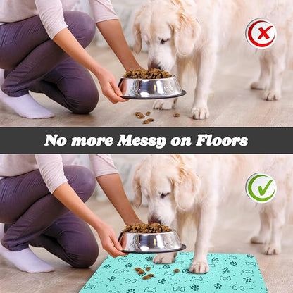 Dog Food Mats,Cat Absorbent Water Bowl Feeding Mats Pet Placemats for Food and Water Spot 16 * 24 inch