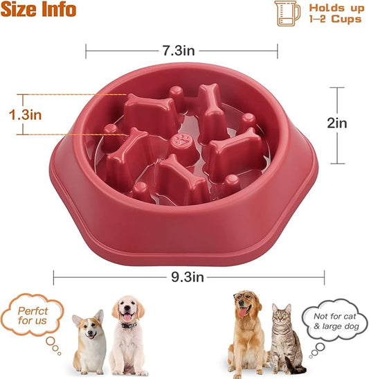 UPSKY Slow Feeder Dog Bowl Anti-Chocking Slower Feeding Puzzle Bowls, Interactive Bloat Stop Dog Food Dishes Non-Slide Lick Treat Bowl for Small Medium Dogs (Red)