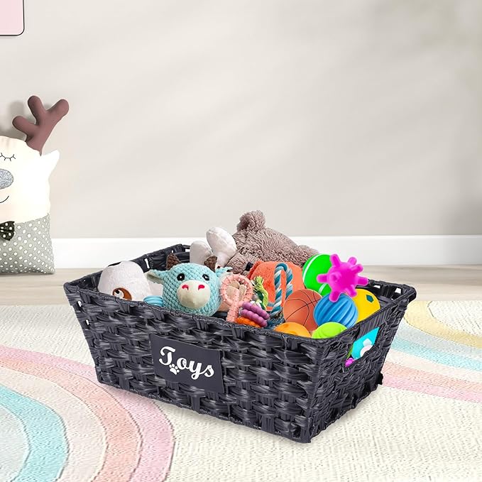 Dog Toy Basket Large Woven Bin Toy Storage Organizer for Living Room Pet Toy Basket with Handles Stylish Dog Toy Bin for Home,Ideal Gift for Pet enthusiasts