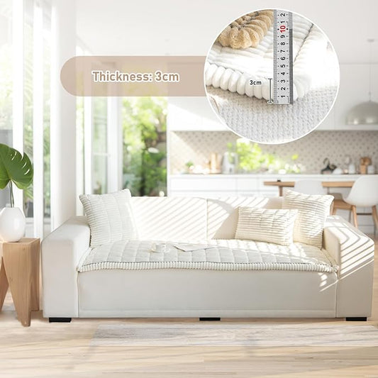LiveGo Pet Couch Cover Dogs Washable Non-Slip Couch Protector Pet Friendly Dog Mat for Couches and Sofas (Milky White, 90x210 cm / 35.4x82.67 in)
