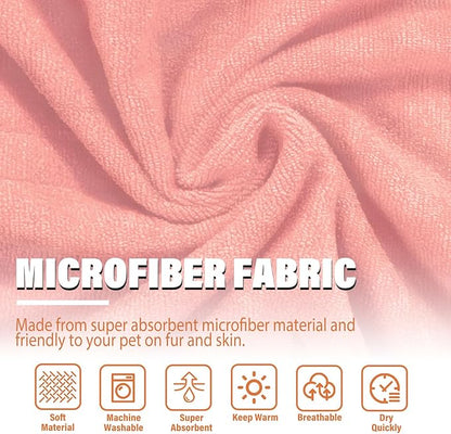 Dog Robe - Fast Drying Towel - Microfiber Super Absorbent Pet Bathrobe, Adjustable Collar & Belly Strap (Pink, Medium)