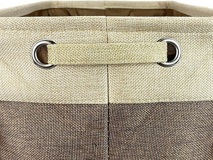Personalized Foldable Storage Basket with Lovely Dog Yorkie Collapsible Sturdy Fabric Pet Toys Storage Bin Cube with Handles for Organizing Shelf Home Closet, Brown and White