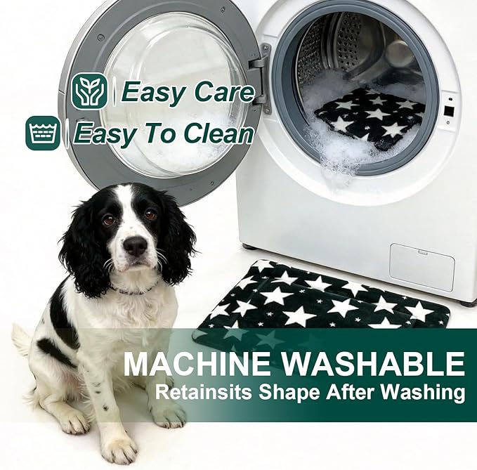 Washable Dog Bed Mat with Anti-Slip Bottom, Deluxe Plush Memory Foam Crate Pad & Waterproof Outdoor Kennel Mat for Dogs & Cats-Durable Crates Beds, Large Medium Small Puppy Size30 x 20",Green