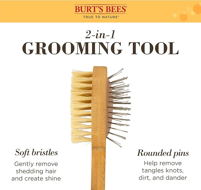 Burt's Bees for Pets Double Sided Pin & Hemp Bristle Dog Brush | Best All-Purpose Dog Brush To Reduce Shedding Great for All Small Dogs And Puppies (Pack of 1)