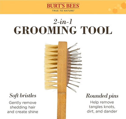 Burt's Bees for Pets Double Sided Pin & Hemp Bristle Dog Brush | Best All-Purpose Dog Brush To Reduce Shedding Great for All Small Dogs And Puppies (Pack of 1)