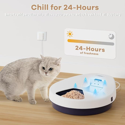 UBPET Automatic Cat Feeder Wet Food, 2025 Upgraded Refrigerated Auto Cat Feeder with Semiconductor Cooling, 4 Days Freshness 5 Meals, Pet Food Dispenser for Cats and Small Dogs, Easy to Clean