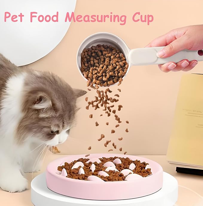 Dog Food Scoop 1 Cup 1/2 Cup - Melamine Dog Food Measuring Cup, Pet Food Scoop for Dog Cat...Comfortable Long Handle for Easy to Scoop Food, White 1 Cup