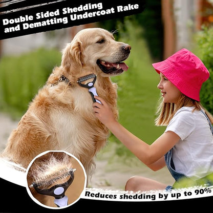 3PCS Self Cleaning Slicker Brush & Pet Grooming Rake & Flea Comb for Dogs,Cats and Horses | Double-Sided Dematting Comb & Skin Friendly Deshedding Grooming Tool | Pet Supplies(Light Purple)