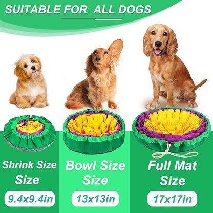 Vivifying Snuffle Mat for Dogs, Enrichment Dog Puzzle Toys for Slow Eating and Keep Busy, Adjustable Sniff Mat Encourages Natural Foraging Skills and Mental Stimulation(Yellow Purple)