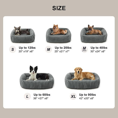 FURTIME Dog Beds Large Sized Dog, Washable Orthopedic Pet Bed with Removable Cover, Rectangle Soft Calming Sleeping Puppy Bed Durable Pet Cuddler with Anti-Slip Bottom, Grey, L(36"x27"x8")