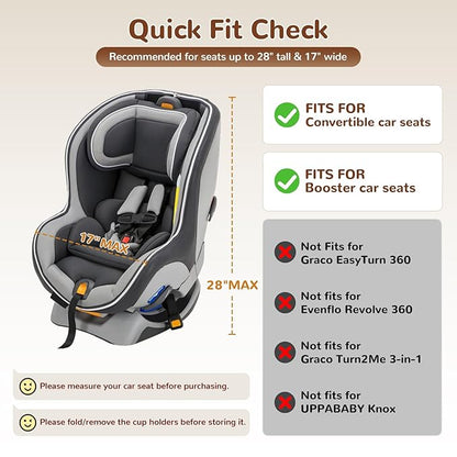 YOREPEK Rolling Car Seat Travel Bag for Airplane, Padded Car Seat Backpack with Large Wheels, Foldable Gate Check Carseat Bags for Air Travel, Clear Pocket for Baby Travel Essentials