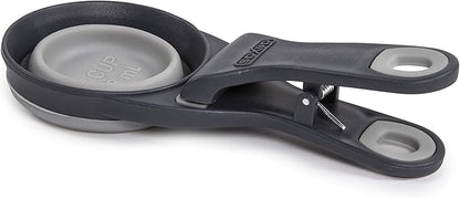 Dexas Pets Collapsible KlipScoop Collapsible Dry Dog Food Scoop and Dog Food Bag Clip, 1/2 Cup Capacity, Light Gray (PW650432429)