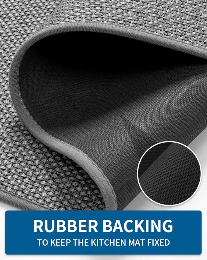 MontVoo Kitchen Rugs and Mats Non Skid Washable, Absorbent Runner Rugs for Kitchen, Front of Sink, Kitchen Mats for Floor (Dark Grey, 20"x70")