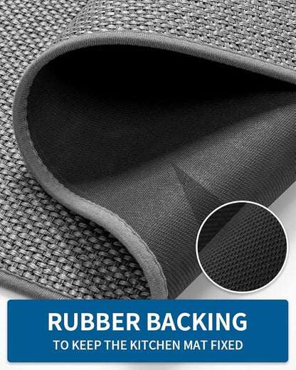 MontVoo Kitchen Rugs and Mats Non Skid Washable, Absorbent Runner Rugs for Kitchen, Front of Sink, Kitchen Mats for Floor (Dark Grey, 20"x70")