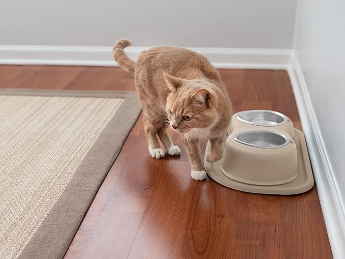 WeatherTech Double High Pet Feeding System - Elevated Dog/Cat Bowls - 4 inch High Tan (DHC1604TNTN)