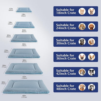 Dog Bed Mat, Crate Pad Reversible,Soft Kennel Pad, Washable Dog Crate Mat (Cool and Warm),Pet Sleeping Mattress for Small Medium Dogs XB009 (36''x23'',Blue)