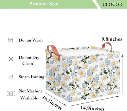 CLOCOR Rectangular Storage Basket Empty,Gift Basket,Waterproof Storage Bin with Handles,Room Decor(Orchid Daisy)