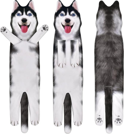 AGRIMONY Funny Husky Dog Hand Towels for Kitchen Bathroom - Dog Mom Dad Gifts for Women Men Teens Kids-Easter Mothers Fathers Days Valentines Housewarming Birthday Gifts for Animal Lovers