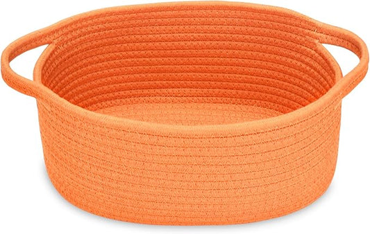 ABenkle Small Basket with Handles - Decorative Durable Rope Woven Storage Bin Shelf Storage Organizer Cube, Easter Baby Gift Basket, 12"x8"x5"