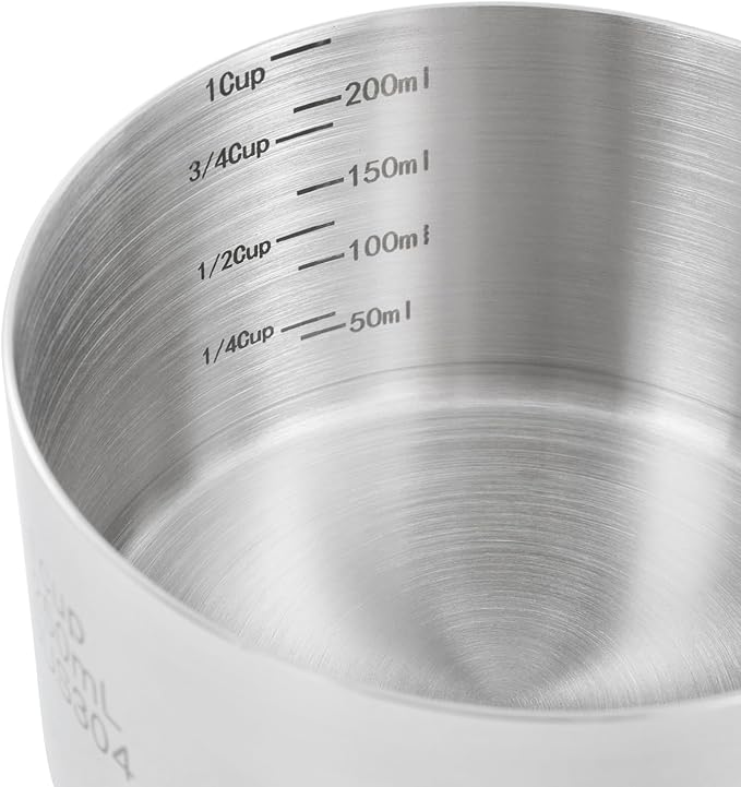 Stainless Steel Pet Food Scoop – 1 Cup Measuring Cup for Dogs & Cats, 304 Stainless Steel, with Precision Scale Markings (1Cup(250ml))