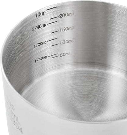 Stainless Steel Pet Food Scoop – 1 Cup Measuring Cup for Dogs & Cats, 304 Stainless Steel, with Precision Scale Markings (1Cup(250ml))