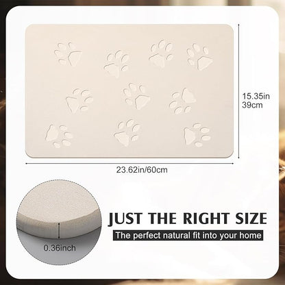 Valentine Dog Gift Stone Mat for Dog Bowl Diatomaceous Earth Absorbent Non Slip Cat Puppy Mat for Food and Water Quick Drying Easy to Clean Placemat for Bowl Dish(Beige,16 x 24 Inch)