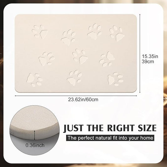Valentine Dog Gift Stone Mat for Dog Bowl Diatomaceous Earth Absorbent Non Slip Cat Puppy Mat for Food and Water Quick Drying Easy to Clean Placemat for Bowl Dish(Beige,16 x 24 Inch)