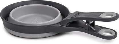 Dexas Pets Collapsible KlipScoop Collapsible Dry Dog Food Scoop and Dog Food Bag Clip, 2 Cup Capacity, Light Gray (PW670432429)