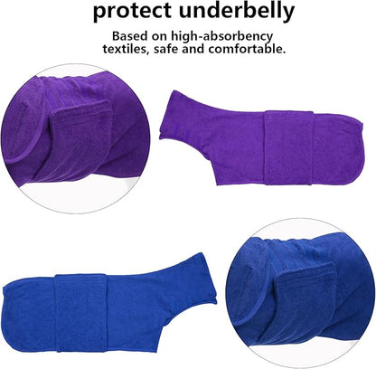 Geyecete 2 Pack Dog Drying Coat Dry Fast Dog Bag Dog Bathrobe Towel,Microfibre Fast Drying Super Absorbent Pet Dog Cat Bath Robe Towel Blue/Purple-2XL