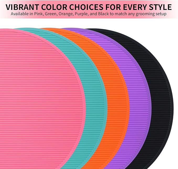 Pet Grooming Table Non-Slip Mat - Padded Mat for at-Home Grooming Dogs and Cats,Bathing Mat for Pets, Diameter: 22.4inch/57cm (Pink, Diameter: 22.4inch/57cm)