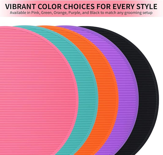 Pet Grooming Table Non-Slip Mat - Padded Mat for at-Home Grooming Dogs and Cats,Bathing Mat for Pets, Diameter: 22.4inch/57cm (Pink, Diameter: 22.4inch/57cm)