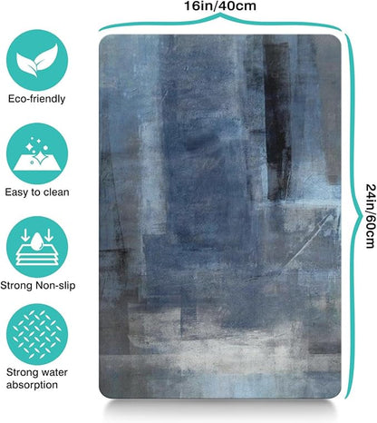 Dog Food Mats for Floors Absorbent, Cat Food Mat - Pet Cat Feeding Mat Quick Dry, Dog Bowl Mats for Water, Pet Supplies Feeding Placemat 16" x 24" Tie-Dye Dark Blue