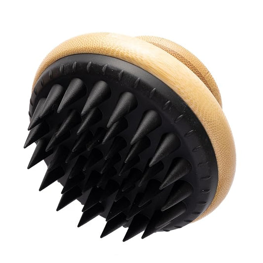 Bamboo Bath Scrubber with Soft Silicone Bristles, Size Large, Pet Scrubber for Shedding, Bathing & Massaging, Eco-Friendly, Doggy Style Large Dog Grooming Brush