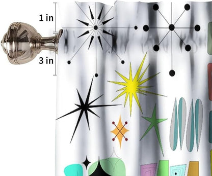 Mid Century Cat Window Valance Curtains, Retro Atomic Starburst Vintage Modern Abstract Geometric Pattern 50s 60s Curtains Valance for Bedroom Living Room Kitchen 54x18inch