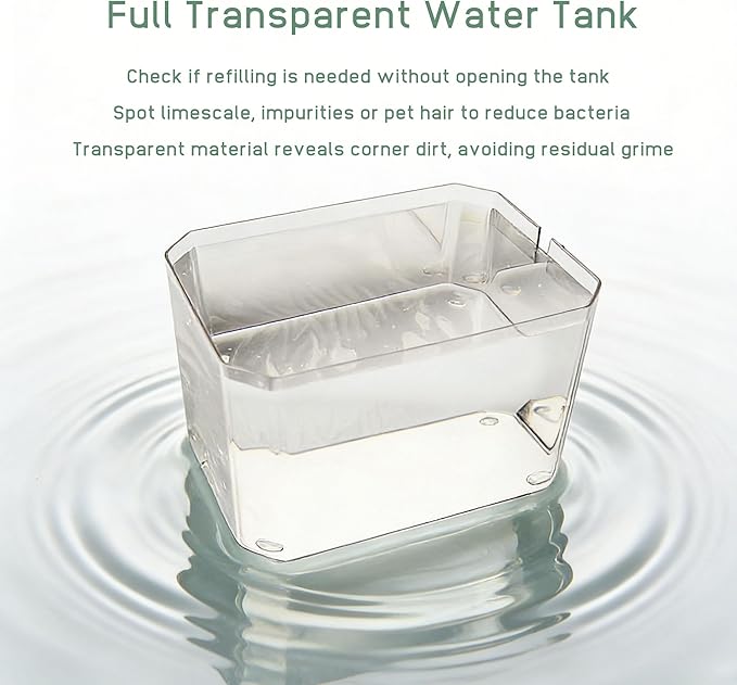 Plastic Cat Water Fountains Transparent and Visible Tank,50.7Oz/1.5L Cat and Dog Drinking Bowl Water Foutain Indoor Easy to Clean Small Pet Water Fountain with Quiet Pump