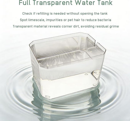 Plastic Cat Water Fountains Transparent and Visible Tank,50.7Oz/1.5L Cat and Dog Drinking Bowl Water Foutain Indoor Easy to Clean Small Pet Water Fountain with Quiet Pump
