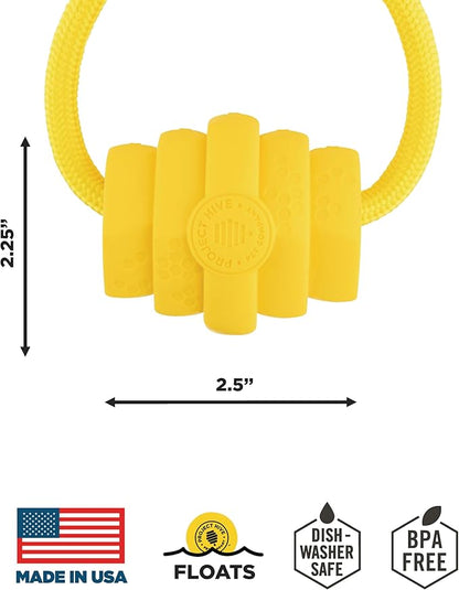 Project Hive Dog Ball | Looped Small Hive Toy | Interactive Dog Toys Compatible with Hive Zoomer Dog Ball Thrower | Dog Toys Perfect for Fetch and Tug Play | Yellow