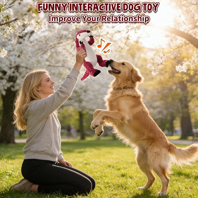 Plush Chew Toys for Large Dogs, Squeaky Dog Toys, Stuffed Animal Dog Plush Toy for Small Medium and Large Breed, Pet Toys for Dogs to Keep Them Busy, Interactive Tough Dog Toy