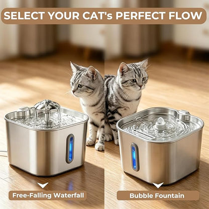 Wonder Creature Cat Water Fountain Stainless Steel, 74oz/2.2L Ultra-Quiet Cat Drinking Fountain, Easy to Clean, Indoor Water Dountain for Cats, Kittens, Small Dogs