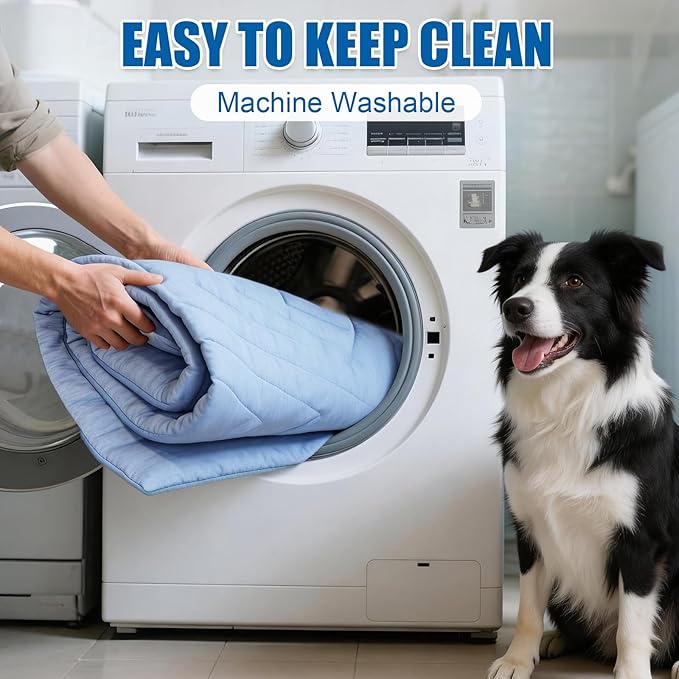 Dog Cooling Mat Self Coolings Foldable Cooling Pad for Dog in Summer Coolings Mat for Dogs and Cats Machine Washable (Rectangle,Blue, Medium-36 L x 23" W)