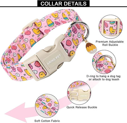 ARING PET Easter Dog Collar-Cute Adjustable Pink Chick Pet Collars Puppy Collar Gifts with Quick Release Buckle for Girl Boy Dogs-XS