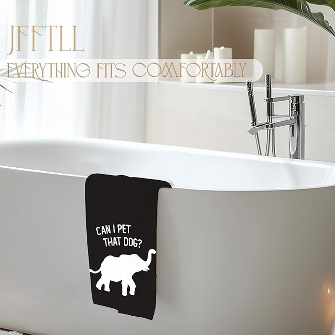 Funny Elephant Kitchen Towels, Elephant Gifts for Women Men Dish Tea Towels for Kitchen Decor, Can I Pet That Dog Decorative Hand Towel for Bathroom, 16x24 Inch