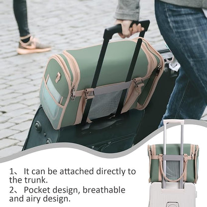 Airline Approved Pet Carrier Backpack, Waterproof PU Foldable Design with Light-Blocking Ventilation, TSA-Compliant Travel Bag for Cats & Small Dogs – Easy Hose Wash & 360° Breathable Mesh